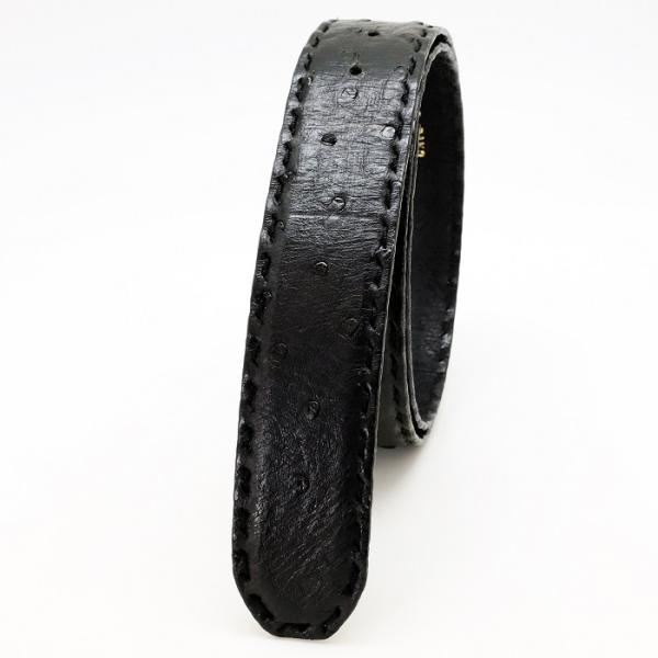 【タグ付き未使用】DAKS オーストリッチ♡ベルト　ブラック　裏側牛革　手縫い northplaza_771125-42