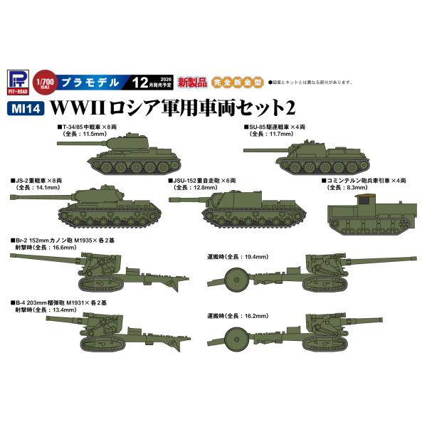 MI14 1/700 WWII ロシア軍用車両セット2