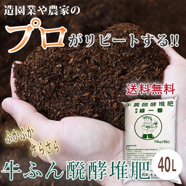 大容量 堆肥 土壌改良用 牛糞 秋津緑一番】15kg 40L 牛ふん たい肥 匂わない 野菜 果物 植物 花 観葉