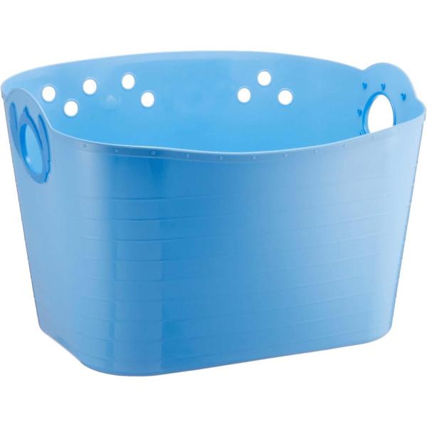 他サイト： 錦化成 収納ボックス スティッチ やわらかバケツ 四角 スカイブルー SQ43の商品画像