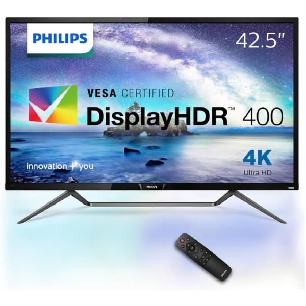 新生活 モニター ホームシアター　映画視聴等に　Philips Monitor フィリップス ４３６M６VBPAB／１１ モニターディスプレイ ４３インチ パソコンモニター ディスプレイ ゲーミングモニター ゲームモニター 中古 Philips（フィリップス） PHILIPS-436M6VBRAB/11/42.5インチ/フルHD/4K