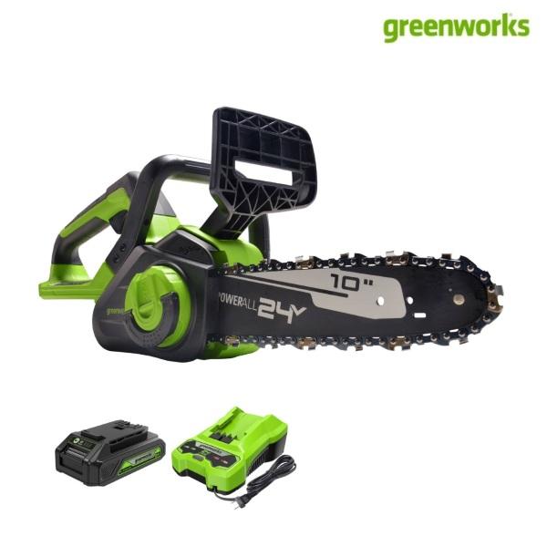 グリーンワークス　バッテリーチェンソー　CS24BA2（2.0Ahリチウムイオンバッテリー付・4.0Ah充電器付）　チェンソー/バッテリ/充電式
