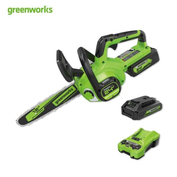 グリーンワークス　バッテリーチェンソー　CS24BB2（2.0Ahリチウムイオンバッテリー付・4.0Ah充電器付）　チェンソー/バッテリ/充電式
