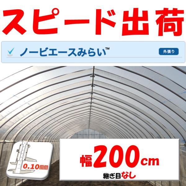 「ノービエースみらい」は透明タイプの農業用ビニールです。ビニールの厚さは1年耐久相当の0.10ｍｍとなります※耐久年数はあくまで目安となります　使用状況・環境により変動いたします-------------------------------...