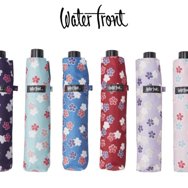 ウォーターフロント Waterfront 折りたたみ傘 軽量 レディース ペン細　折50ｃｍ　桜小紋 晴雨兼用傘