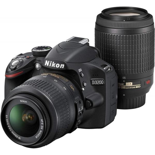 ニコン Nikon D3200 200mmダブルズームキット ブラック SDカード付き 