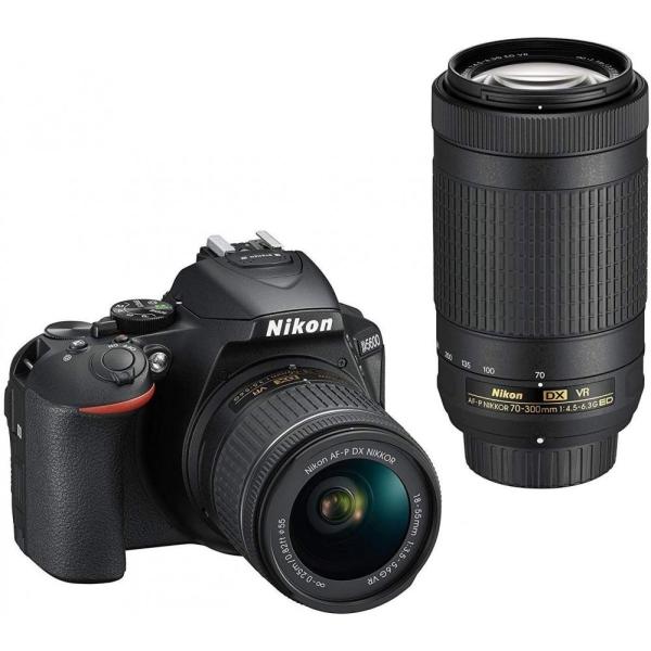 【美品】ニコン Nikon D5600 レンズキット SDカード付 ニコン Nikon D5600 ダブルズームキット ブラック SDカード付き