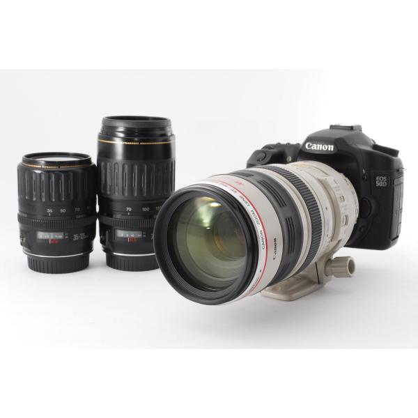 キヤノン Canon EOS 50D 超望遠400mm トリプルレンズセット EF100-400 美品 レンズフード、ストラップ付き &lt;YKJ02&gt;