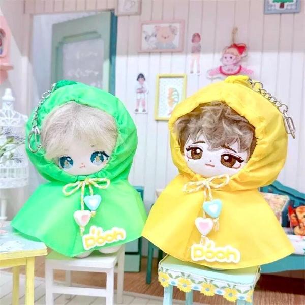ぬい服 10cm 11cm 12cm 黄色 緑色 てるてる坊主ポンチョ レインコート ぬいふく ぬいぐるみ用服 着ぐるみ 推し活 アイドル 帽子