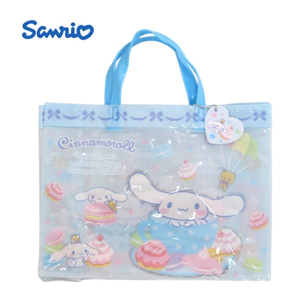 【佐川急便対応】サイズ：フリーサイズ対象：小学生 低学年 キッズ 子供 幼児タイプ：プール授業 学校 水遊び 海水浴 ビーチバッグ ビニールバッグ かばん大人気!! サンリオのシナモロールキーホルダータイプのネームタグ付き荷物の出し入れ簡単...