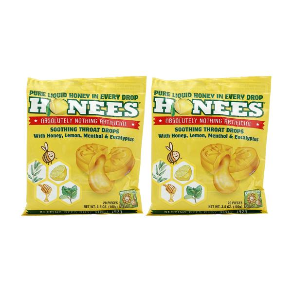 2個セット ハニーレモン味 20個入り ホーニーズ のど キャンディー 飴【Honees】Cough Drops, Honey Lemon  20Drops