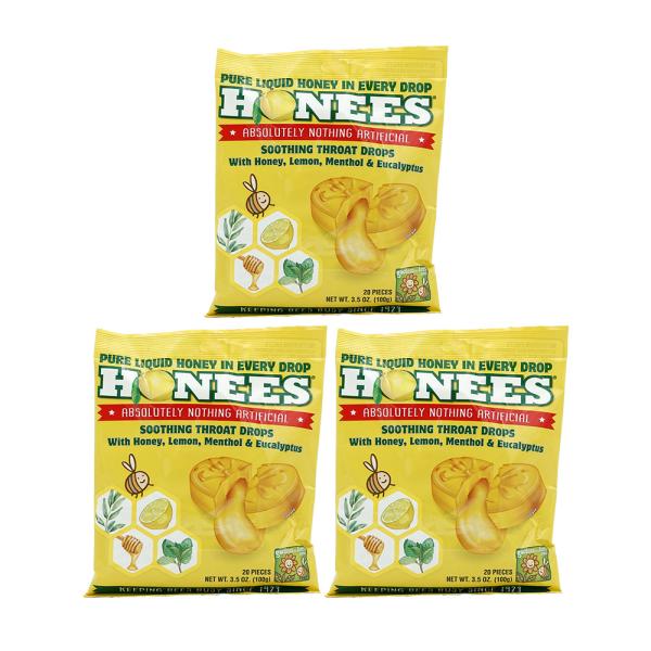 3個セット ハニーレモン味 20個入り ホーニーズ のど キャンディー 飴【Honees】Cough Drops, Honey Lemon  20Drops