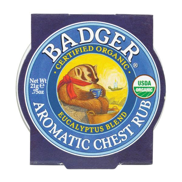 オーガニック アロマティックチェストラブ ユーカリ&ミント 21g バジャー 【Badger】Organic Aromatic Chest