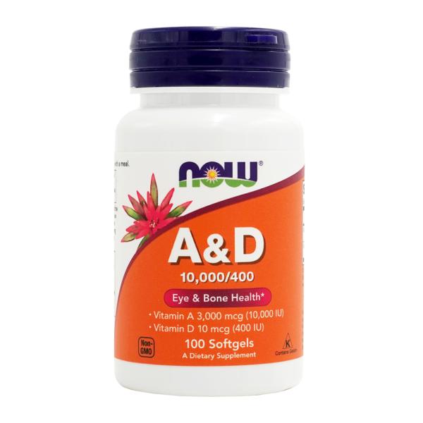 ビタミンA&D 10000/400 100ソフトジェル ナウフーズ A&D 10000/400 Eye & Bone Health, 100 Softgels nowfoods