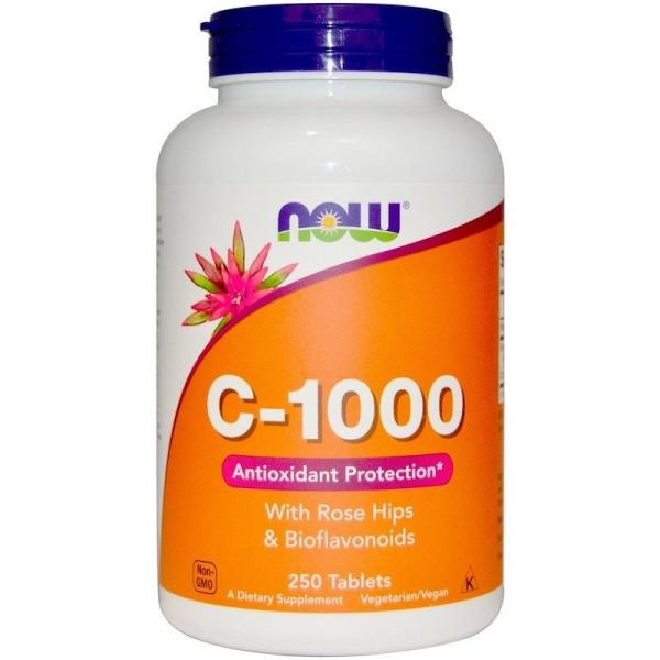 C-1000 with ローズヒップ バイオフラボノイド 250錠  ナウフーズ NOW FOODS C-1000 With Rose Hips and Bioflavonoids 250CAP