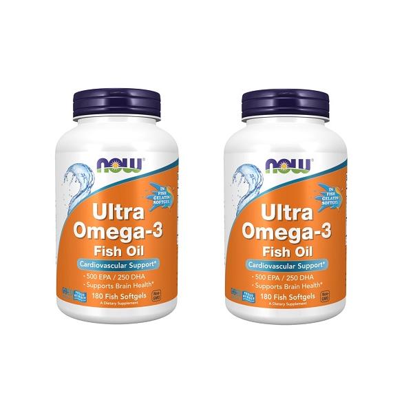 Now Foods　ウルトラオメガ-3フィッシュオイル500 EPA / 250 DHA、180フィッシュソフトジェル　  2個セットナウフーズ Ultra Omega-3 500 EPA/250 DHA