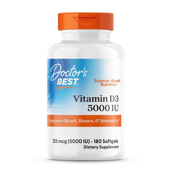 ビタミンD3 5000IU 180粒 ソフトジェル ドクターズベスト 【Doctor's Best】Vitamin D3 5000 IU 180 Softgels