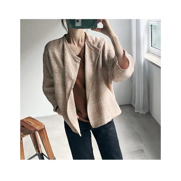 正規認証品 新規格 韓国 ファッション カーディガン レディース ツイードカーディガンジャケット