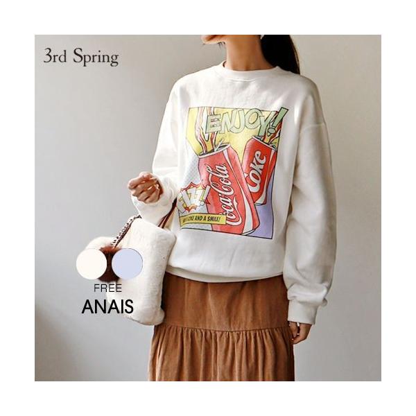 韓国 ファッション トレーナー レディース コーラロゴスウェット 秋冬 送料無料 当日発送可能