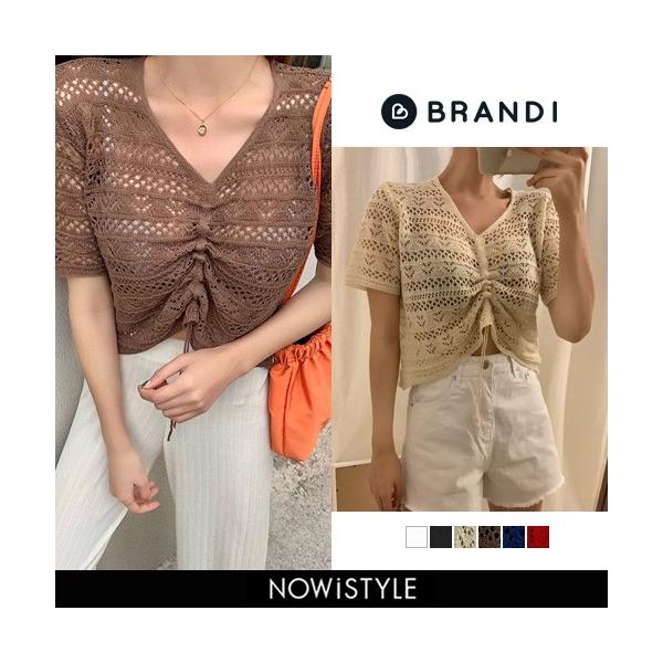 韓国 ファッション Tシャツ レディース おしゃれ 今だけ限定15 Offクーポン発行中 半袖 シャーリングvネックニットtシャツ