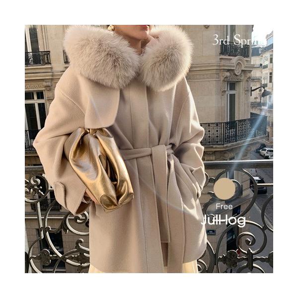 韓国 ファッション ブランド買うならブランドオフ コート ボリュームファーウールコート レディース