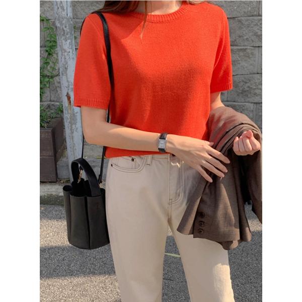 韓国 送料無料 当日発送可能 ファッション ニット レディース シンプル半袖ニット 長袖 セーター