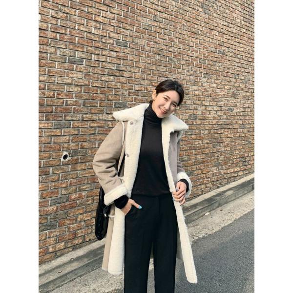 韓国 ファッション 新着 コート レディース リバーシブルムスタン ムートンコート 秋冬
