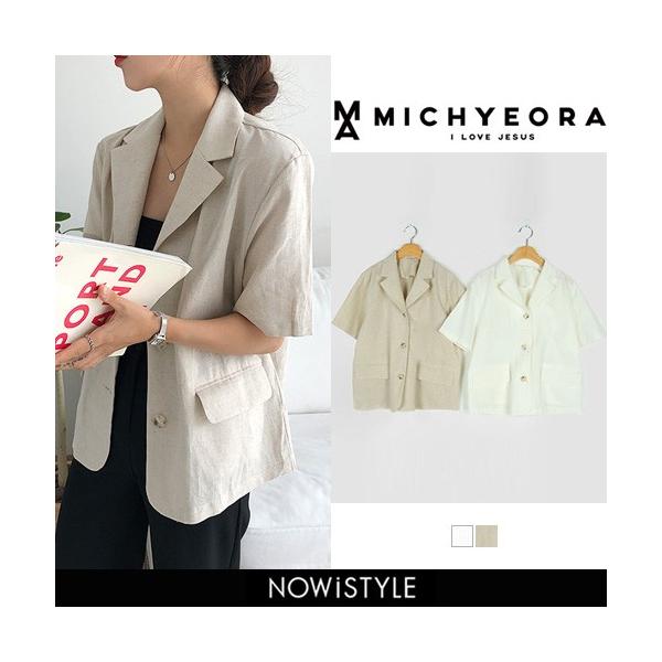 本店 テーラードジャケット レディース カジュアル ブレザー 半袖リネンスペシャルプライス