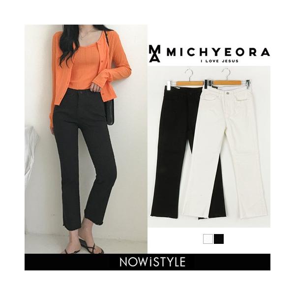 韓国 新色追加 ファッション パンツ レディース ブーツカットモノトーンデニム