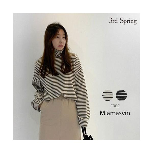 韓国 ファッション Tシャツ レディース おしゃれ 半袖 ボーダータートルネックカットソー 秋冬 Barta1 Com