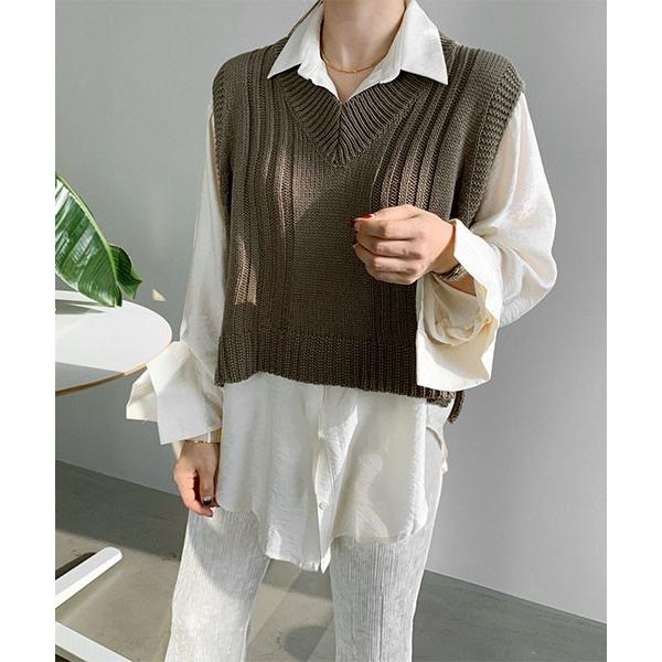 日本正規代理店品 韓国 ファッション ベスト レディース ニットベスト