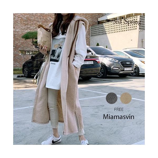 韓国 ファッション ベスト 現品 レディース ボアロングベスト