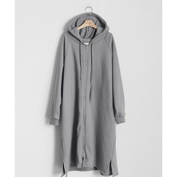 韓国 ファッション スウェット 全品最安値に挑戦 パーカー レディース ロングジップアップパーカー