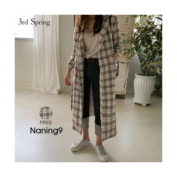 韓国 ファッション トレンチコート ウール混紡チェックロングコート レディース 秋冬 18 Off