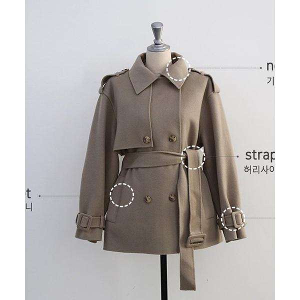 韓国 ファッション 日本メーカー新品 トレンチコート ショート丈ウールコート レディース 秋冬