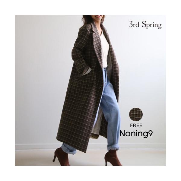 韓国 ファッション コート チェック柄ロングコート レディース ふるさと割 秋冬