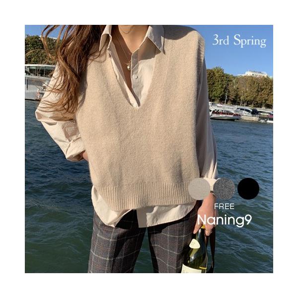 韓国 ファッション ベスト お得なキャンペーンを実施中 秋冬 レディース 深vネックニットベスト