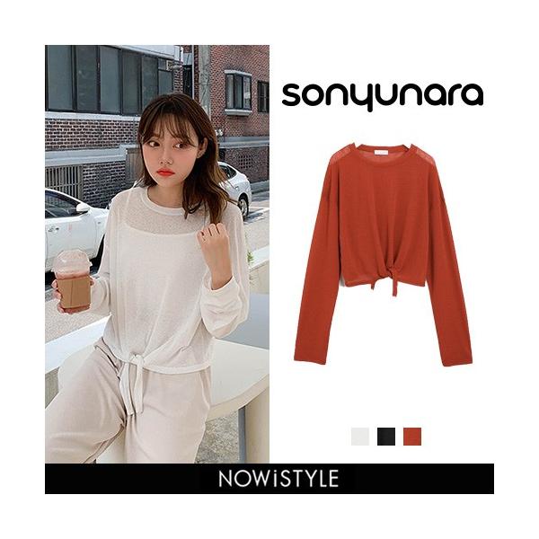 韓国 ファッション Tシャツ レディース 半袖 選択 おしゃれ フロントリボンポイントリネンシャツ