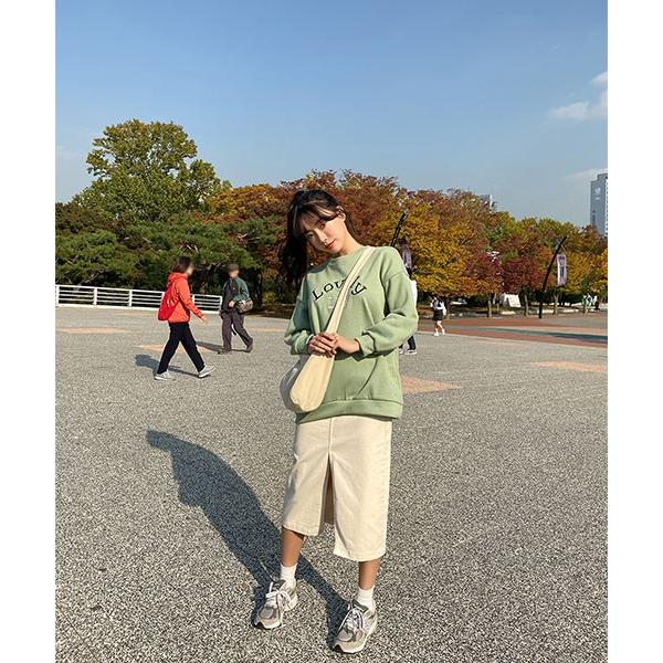 韓国 ファッション トレーナー レディース Lovely裏起毛スウェット 秋冬 限定品