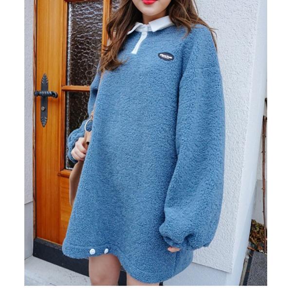 ギフト プレゼント ご褒美 韓国 ファッション トレーナー レディース スウェット モコモコ ロング