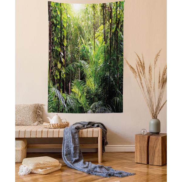 【並行輸入品】 Ambesonne Green Tapestry, Krabi Thailand Forest Jungle Wild Life