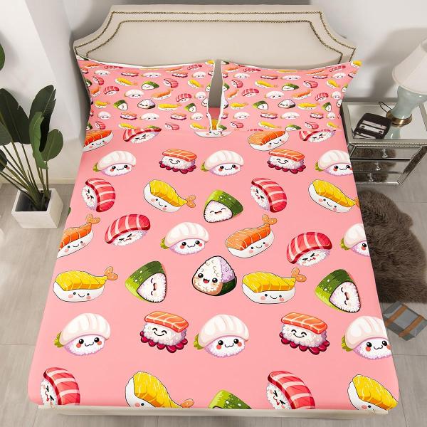 【並行輸入品】 Feelyou Girly Cartoon Bed Sheet Set Cute Sushi Pattern Bedding S