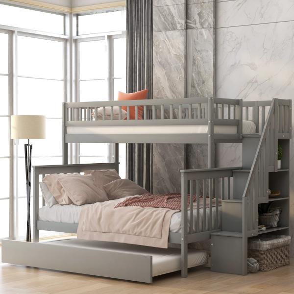 【並行輸入品】 Harper &amp; Bright Designs Bunk Beds Twin Over Full Size, Bunk Bed