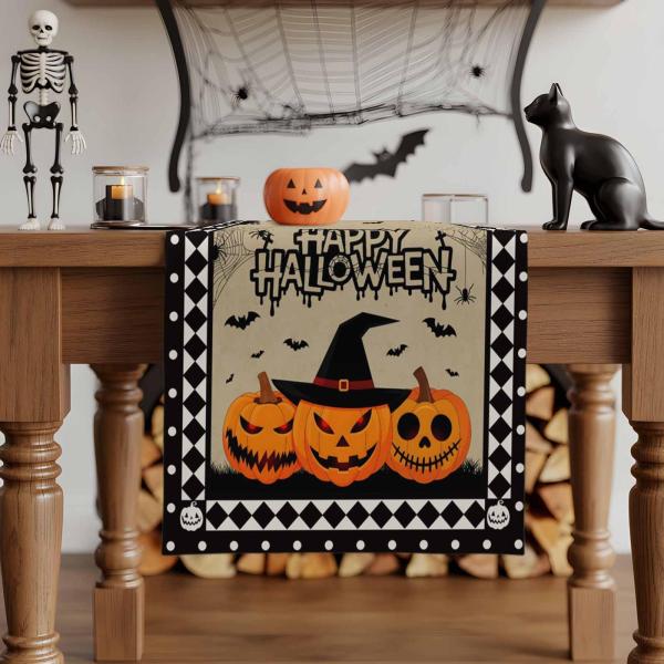 【並行輸入品】 Boanket Halloween Table Runner 72 Inch Long, Haunted House Pum