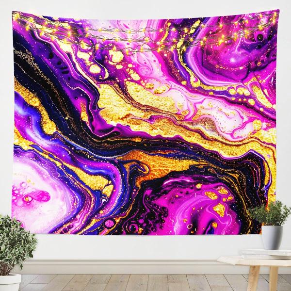 【並行輸入品】 Feelyou Girls Purple Marble Tapestry Women Black And Gold Marble