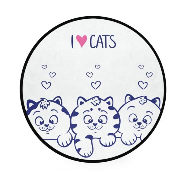 【並行輸入品】 susiyo Funny Three Cats Kittens Area Rugs Round Non Slip Floor C