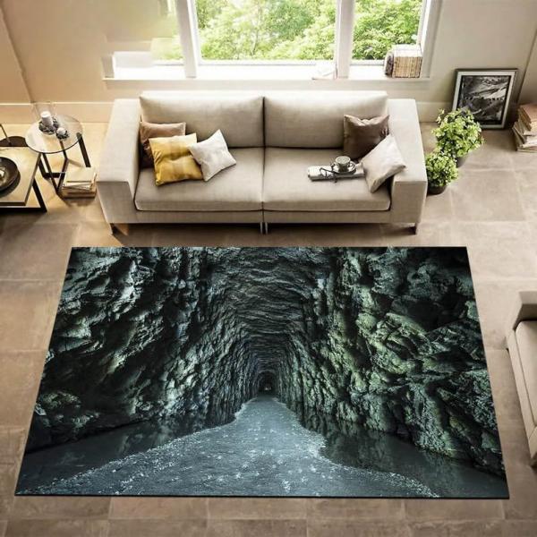 【並行輸入品】 SATIGI Custom 3D Rugs Optical Illusion Stone Tunnel Area Rug Geo