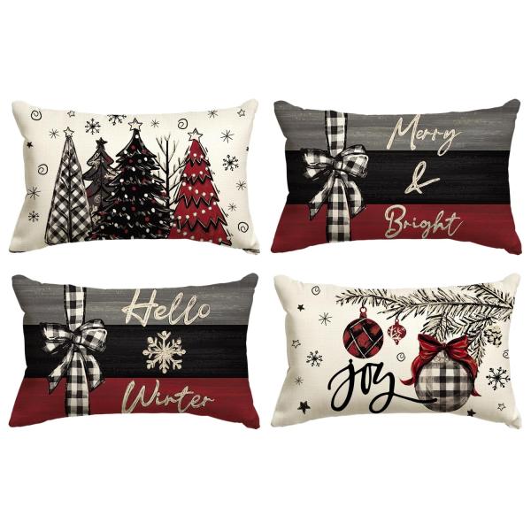 【並行輸入品】 AVOIN colorlife Merry Christmas Joy Xmas Trees Red Throw Pillow