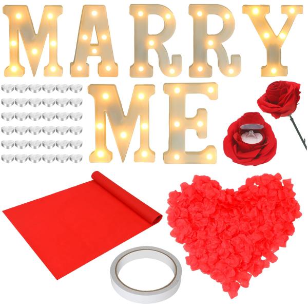 【並行輸入品】 Baquler Romantic Proposal Decorations Kit Large Marry Me Letters