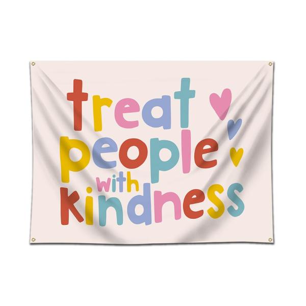 【並行輸入品】DecrPlus Treat People with Kindness タペストリー 壁掛けバナー ティーンガール 寝室 リビング